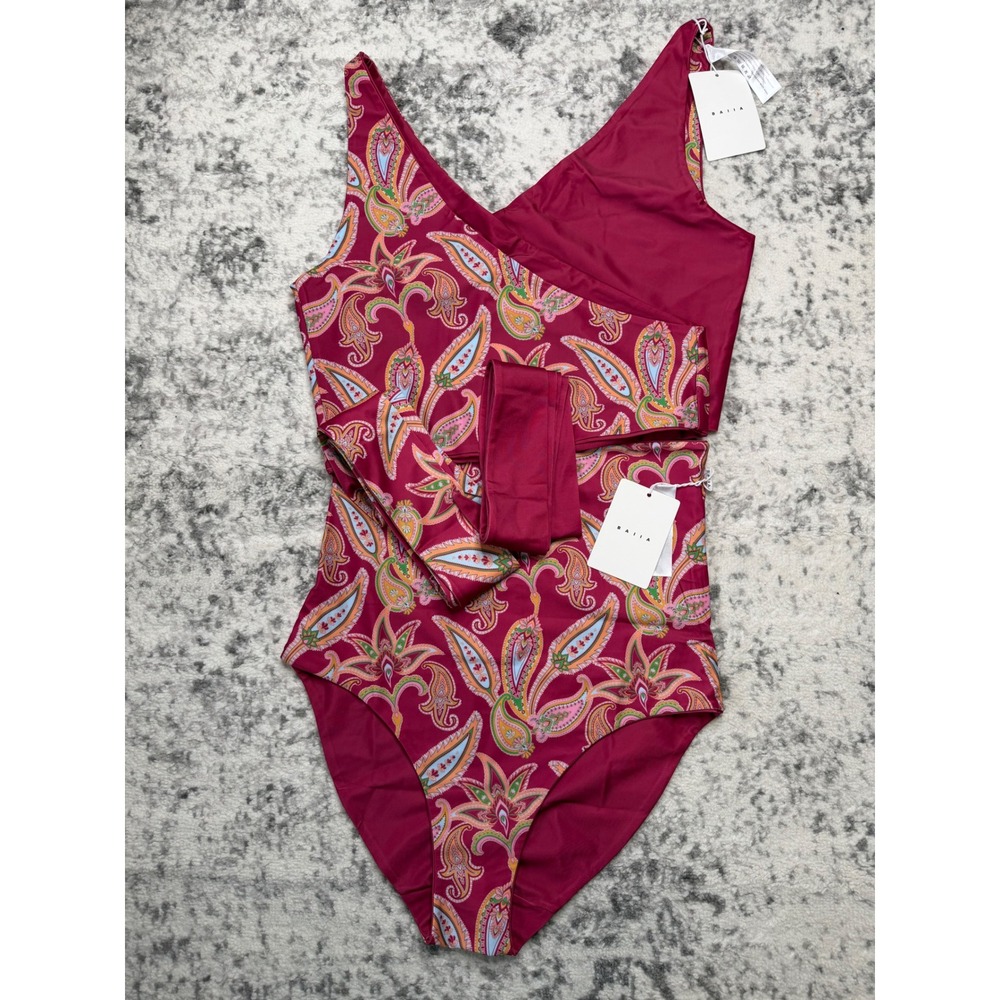 BAIIA Reversible 5-Piece Bikini Magenta Paisley Wrap Women's 14 NEW
